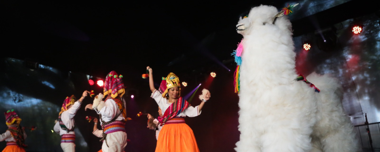 Na imagem, consta Llamerada interpretada pelo Ballet Folclórico Boliviano, no dia 8 de junho de 2019, na 24ª Festa do Imigrante, no Museu da Imigração.